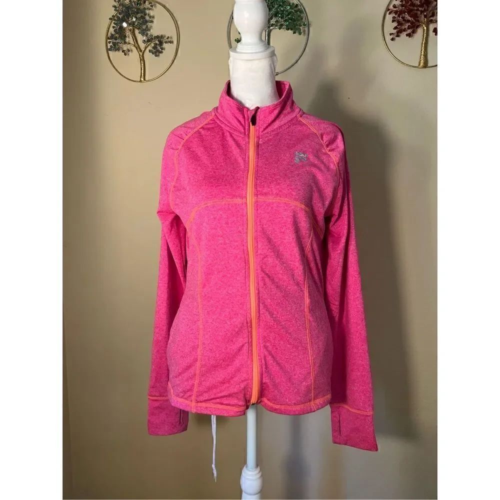 Fila Heathered Pink Orange Athletic Track Jacket w Thumbholes Large 14 - 16